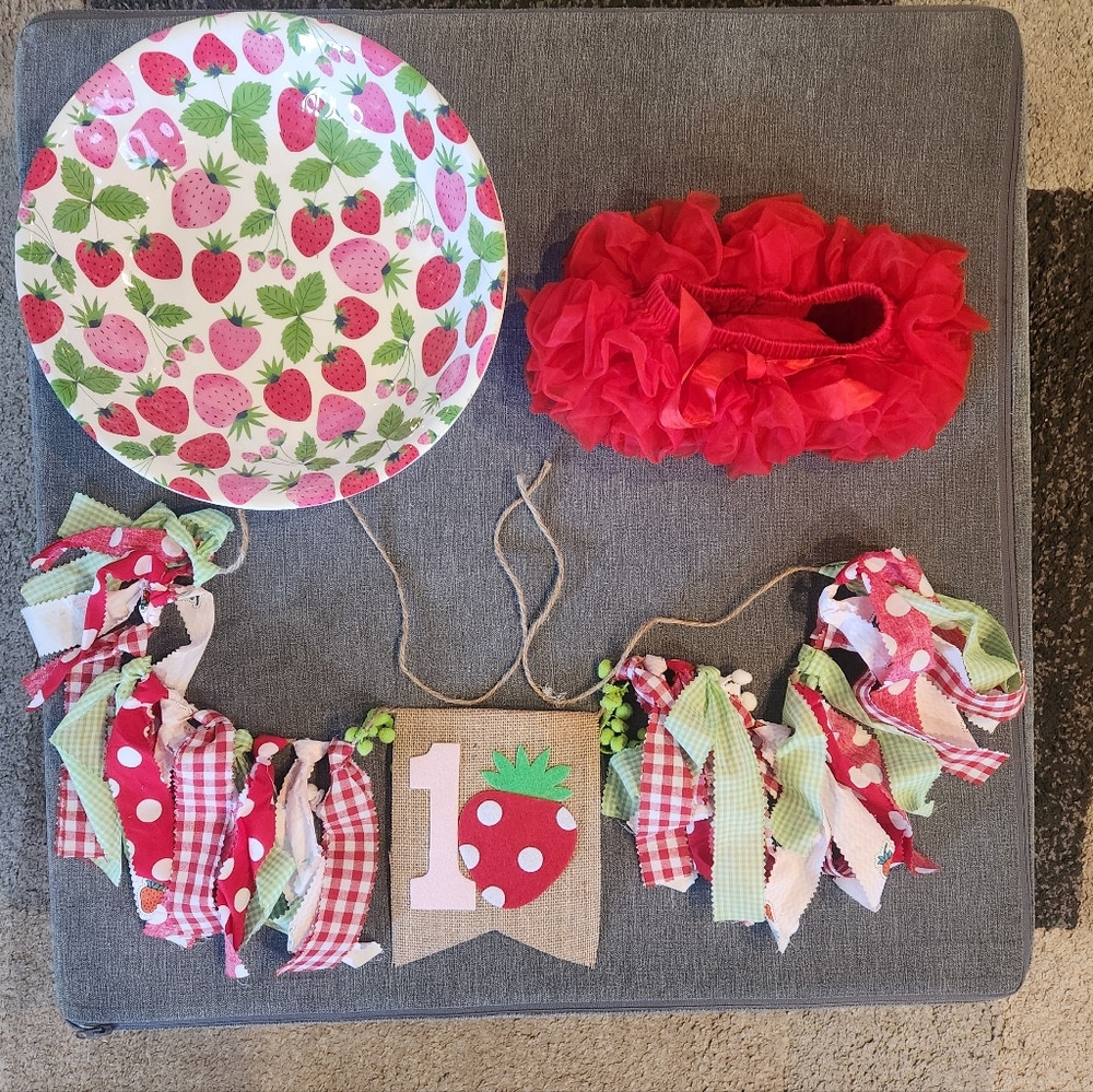 Strawberry Themed 1st Birthday Items